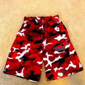 Nike red camouflaged shorts